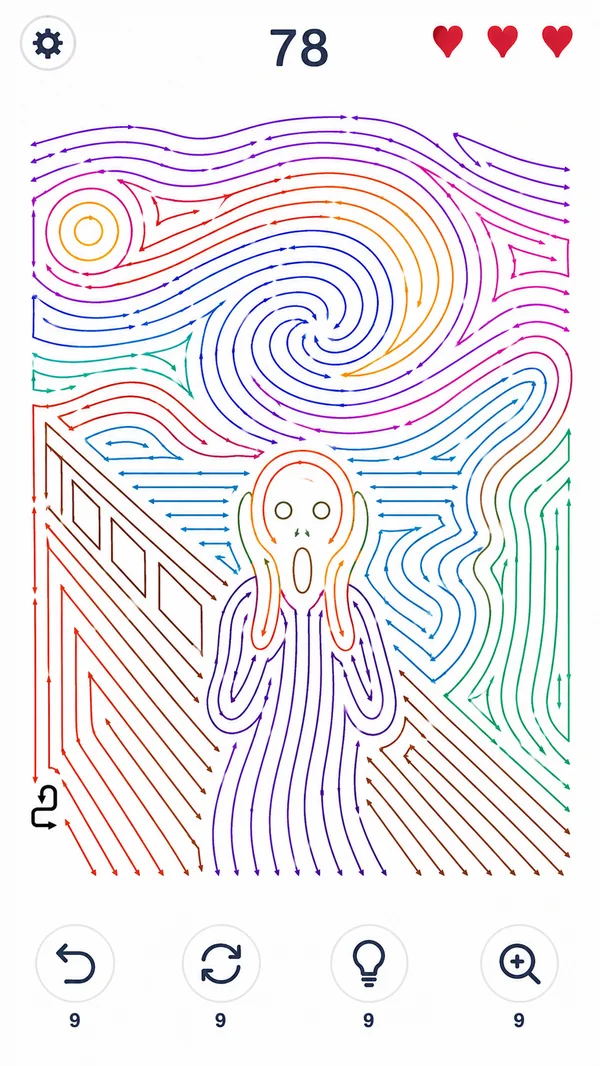 Aeroshoot level: The Scream drawn in arrows